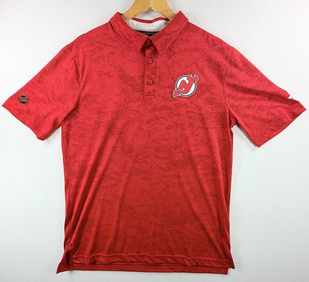 Fanatics NHL New Jersey Devils Men’s Polo Authentic ProRed Jacquard Size Large